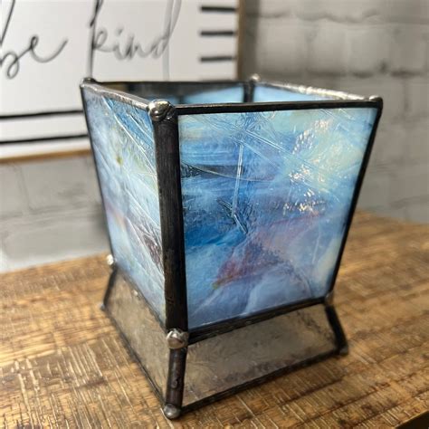 Handmade Small Stained Glass Votive Or Tea Light Candle Etsy