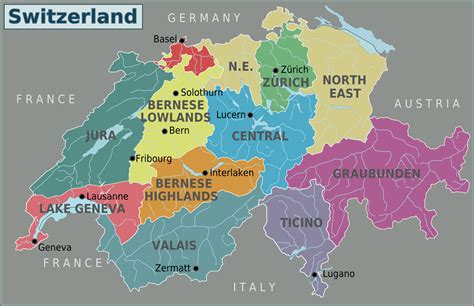 Large detailed regions map of Switzerland. Switzerland large detailed ... 