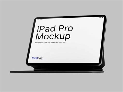 Horizontal IPad Pro PSD Mockup With Keyboard Pixelbag Free Design