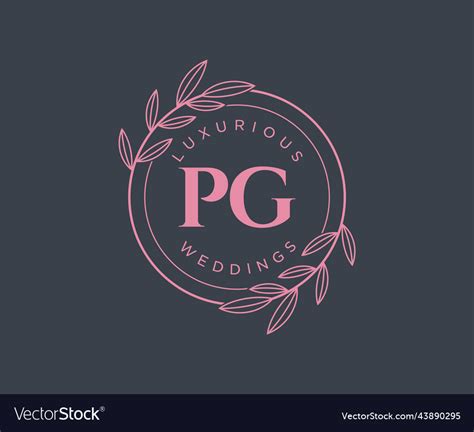 Pg Initials Letter Wedding Monogram Logos Vector Image