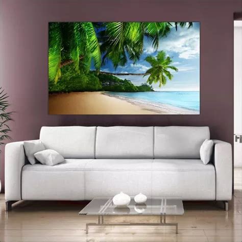 Quadro Tela Paisagem Praia Mar Coqueiros Bem Grande Parcelamento Sem