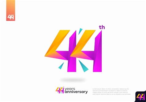 Premium Vector Number 44 Logo Icon Design 44th Birthday Logo Number