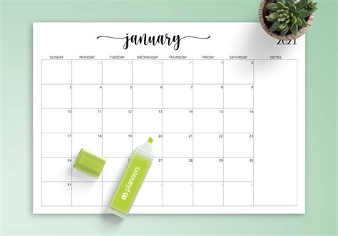 Download Printable Monthly Calendar with Notes PDF