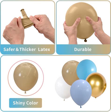 Globos azul claro blanco y dorado juego de 60 globos azul bebé y nude con globo dorado