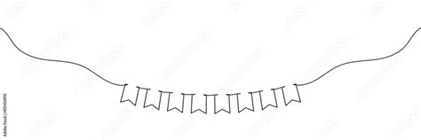 Continuous Line Art Drawing Buntings Garland Celebration Party Hand