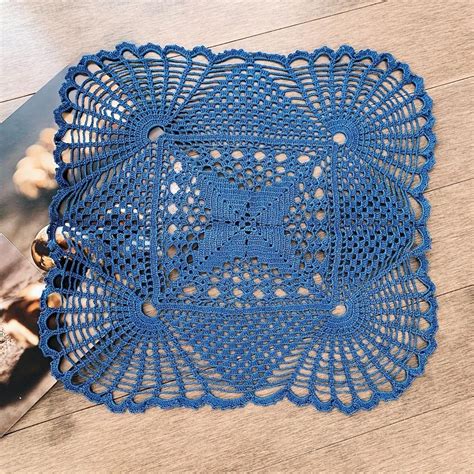 Tecendo Artes Em Crochet Toalhinha Quadrada Azul