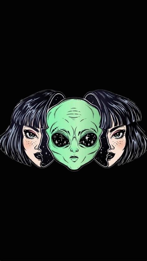 Black Lockscreen / Wallpaper / Background Aesthetic Alien Space Girl | Alien art, Alien ...