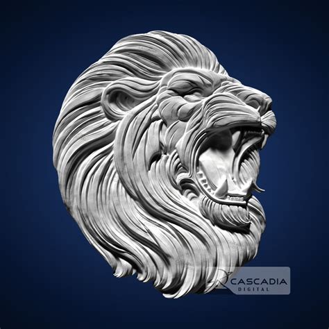 Lion Head 3D STL File For CNC Router 3D Print Casting Wood Carving