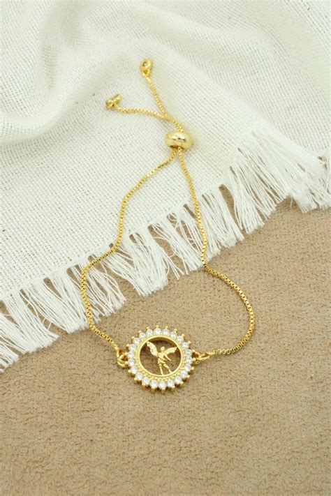 Pulsera ajustable arcángel San Gabriel piedra blanca