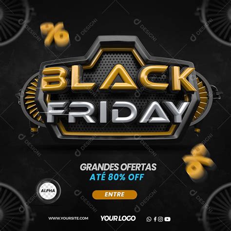 Post Feed Black Friday Selo Dourado Grandes Ofertas Social Media PSD