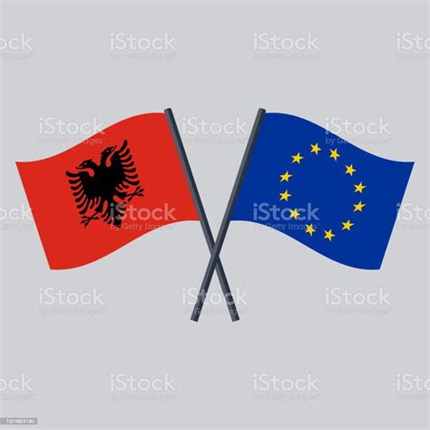 Albania And Eu Flag Crossed Stock Illustration - Download Image Now - Agreement, Albania ...