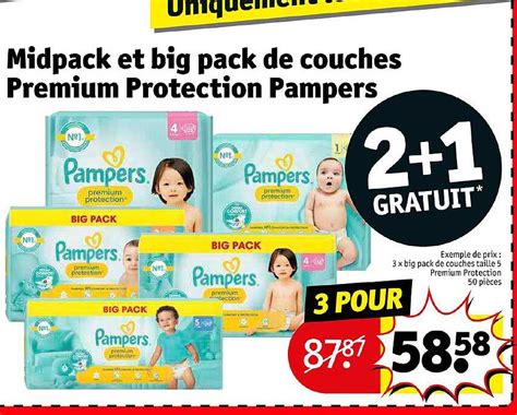 Promo Midpack Et Big Pack De Couches Premium Protection Pampers Chez