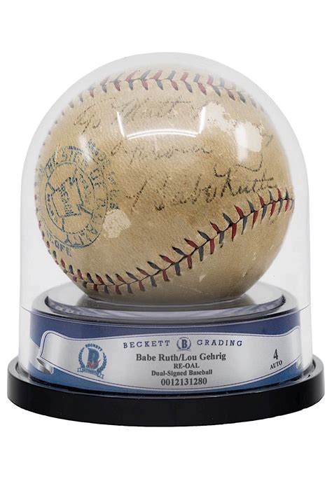Babe Ruth Lou Gehrig Signed Inscribed OAL Baseball Grey Flannel Auctions