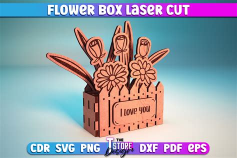 Flower Box Laser Cut Svg Flower Box Svg Graphic By The T Store Design · Creative Fabrica