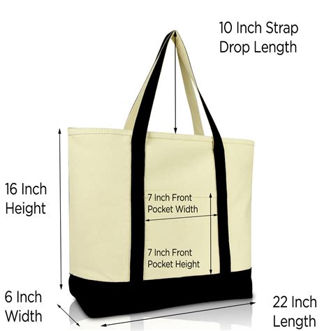 Dalix 22 Extra Large Cotton Canvas Zippered Shopping Tote Grocery Bag