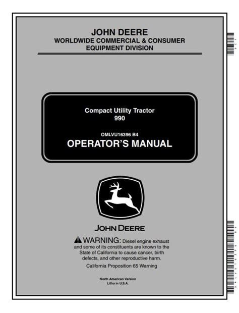 John Deere Compact Utility Tractor 990 Operators Manual En Es