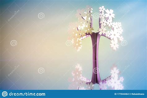 Paper tree - origami stock photo. Image of reflection - 177044464