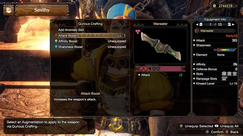 Sunbreak Qurious Crafting How To Reroll Armor And Buff Weapons Pc Gamer