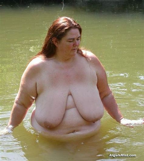Older BBW With Big Tits Nude In The Lake