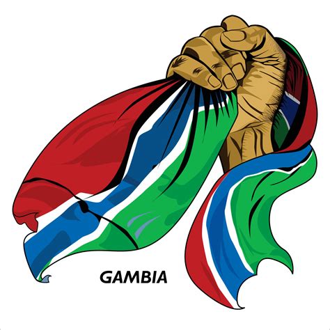 Fisted Hand Holding Gambian Flag Vector Illustration Of Lifted Hand