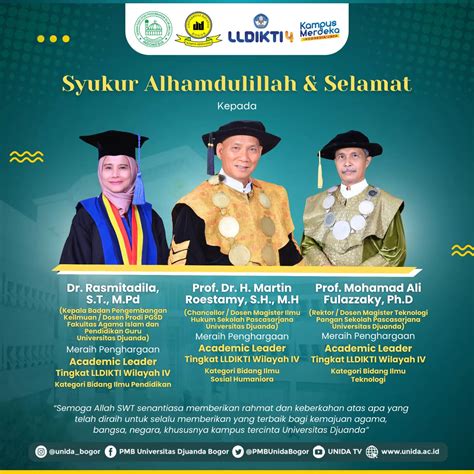 Unida Prestasi Membanggakan Tiga Penghargaan Academic Leader Di Malam