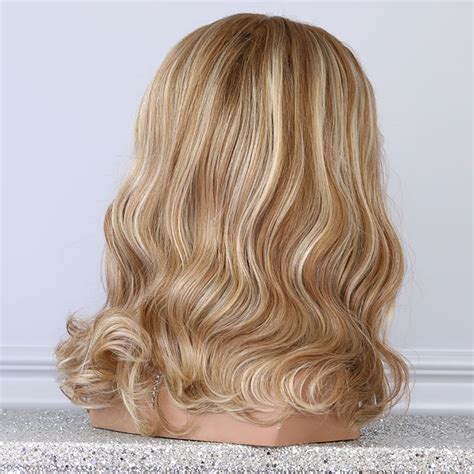 Honey Blonde Lace Front Wig With Brown Roots Jewish Wig Medical Wig