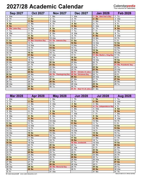 Academic Calendars 2027/2028 - Free Printable Word templates