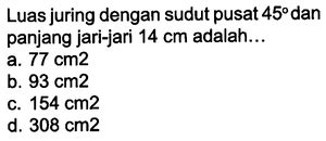 Luas Juring Dengan Sudut Pusat 45 Dan Panjang Jari Jari 1