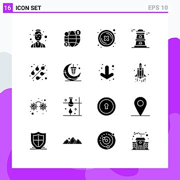 Set Of 16 Vector Solid Glyphs On Grid For Castle Design Editable Buy