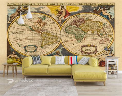 Old World Map WALL MURAL Vintage World Map Wallpaper | Etsy