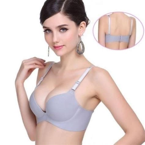 Women Seamless Wirefree Push Up Bra Underwear Support Plunge Bra 32 34