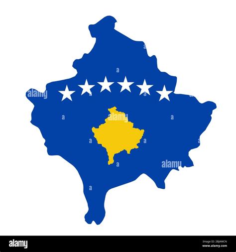 Mapa De La Bandera De Kosovo Contorno Del País Con Bandera Nacional