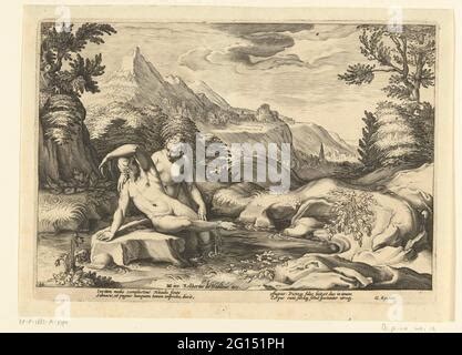 The Nymph Salmacis Embraces The Hermaphroditus In A Pond Below The