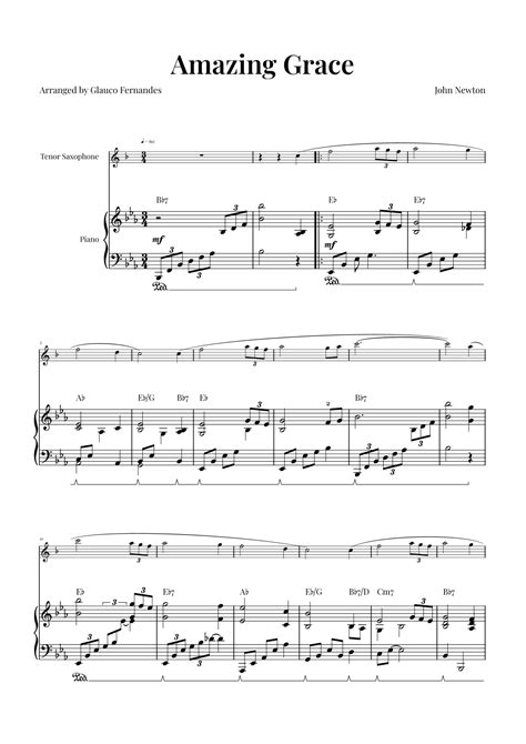 Amazing Grace Beautiful Arrangement Arr Glauco Fernandes By John Newton Sheet Music For