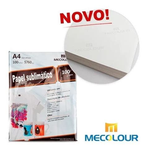 Papel Sublimatico Mecolour A4 Pacote C 100 Folhas Parcelamento Sem Juros