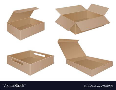 Brown cardboard boxes collection Royalty Free Vector Image