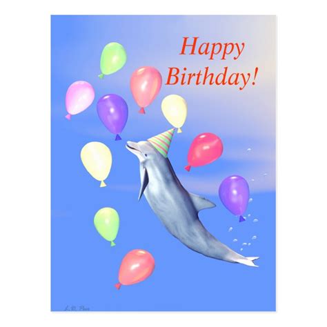 Happy Birthday Dolphin Postcard Zazzle