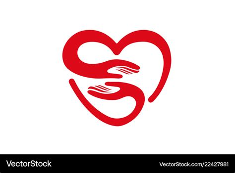 Creative hands and heart symbol logo Royalty Free Vector