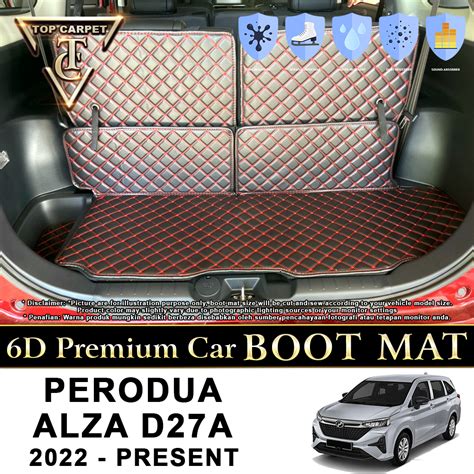 PERODUA ALZA D27A 2022 2024 Car Boot Mat PU Leather Cargo Mat