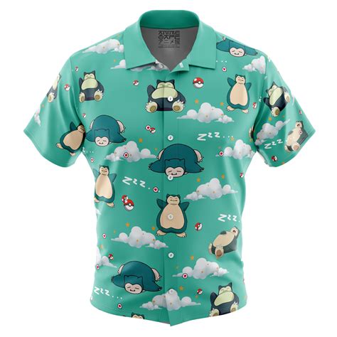 Snorlax Pattern Pokemon Button Up Hawaiian Shirt Anime Ape