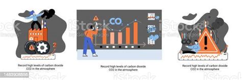 Ilustración De Registrar Altos Niveles De Dióxido De Carbono Co2 En La Atmósfera Problemas De La