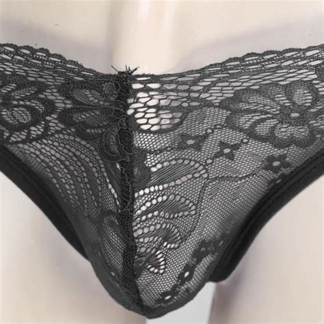 Yizyif Homme Sissy String Ouvert Fesse Sexy Tanga Dentelle Slip Gay Culotte Transparente