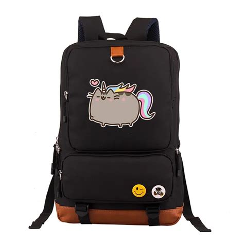 New Arrival Pusheen Cat Printing Backpack Kawaii Women Backpack Canvas