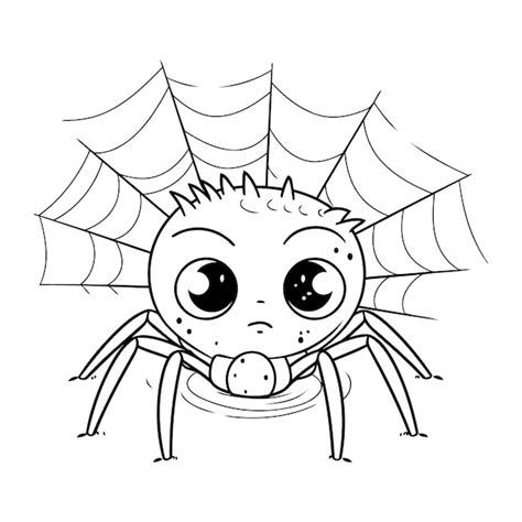 Aranha fofa teia de aranha design de ilustração vetorial de