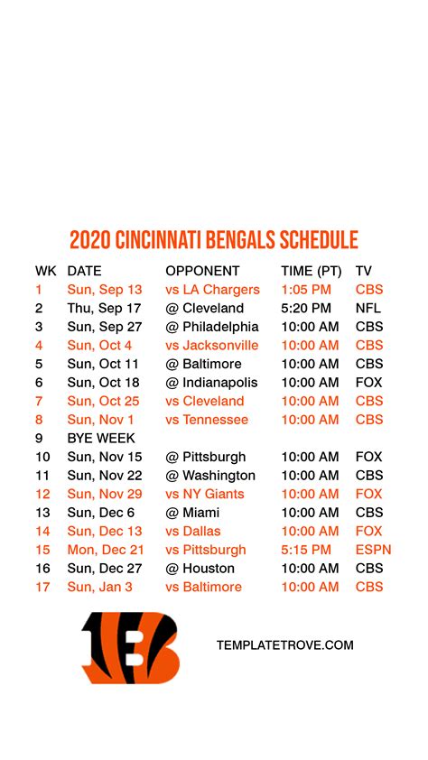 2020-2021 Cincinnati Bengals Lock Screen Schedule for iPhone 6-7-8 Plus