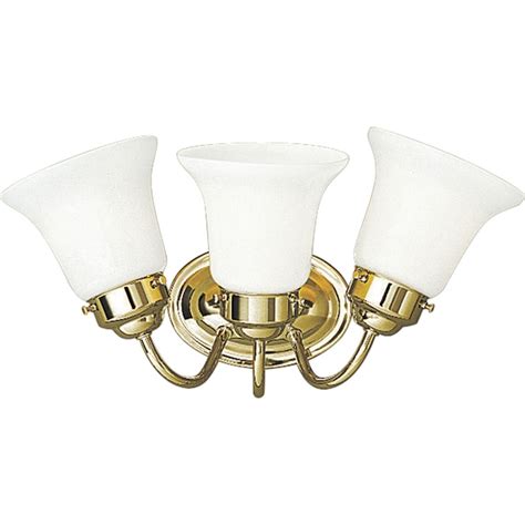 Progress Lighting Opal Glass 3 Light Polished Brass Transitional Vanity Light At