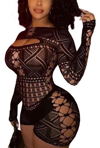 Mulher Lingerie Bodysuit Fishnet Bodystocking Sexy Collants MercadoLivre
