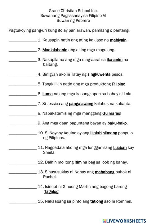 Pang-uri worksheet for 6 | Informational text, Reading comprehension ...