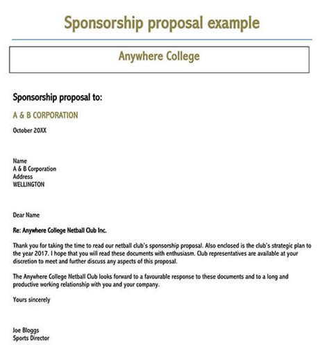 sponsorship proposal templates samples  word