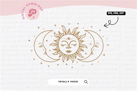 Celestial SVG Bohemian Sun Gold Boho Grafika Przez Totally Posie